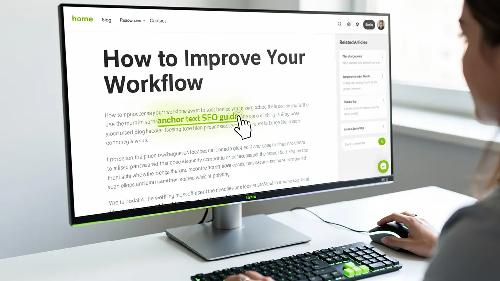 A user about to click on a descriptive anchor text link within a quality blog post.