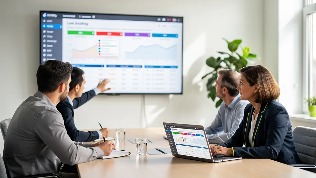 Click to manage / replace image A business owner meeting with a specialized link building agency to discuss strategy.