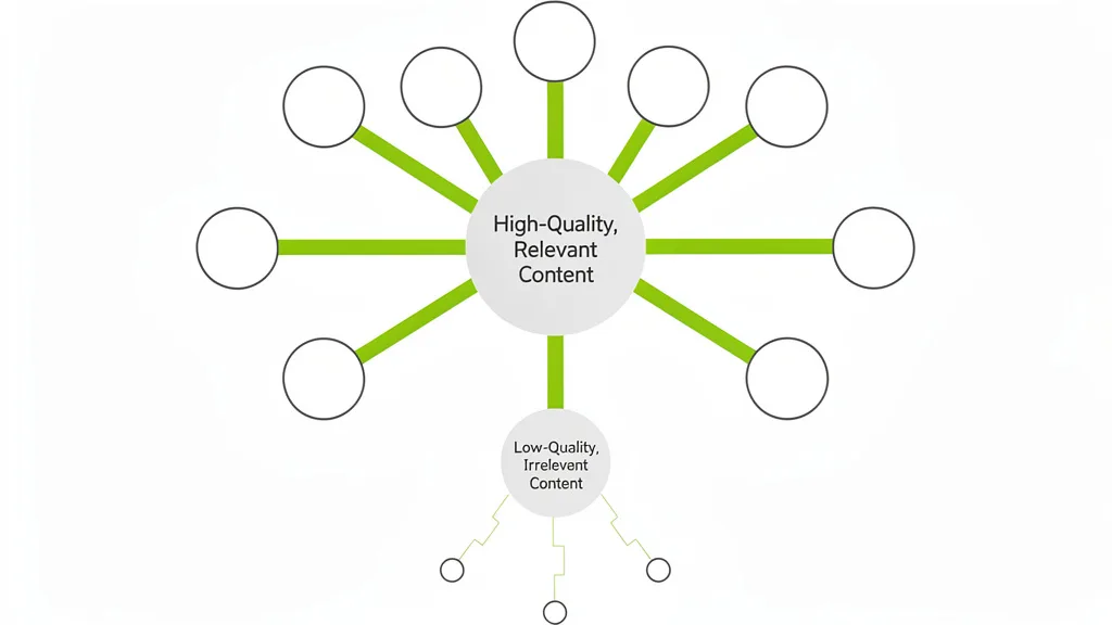 Click to manage / replace image A diagram illustrating the flow of authority from high-quality, relevant links versus low-quality ones.