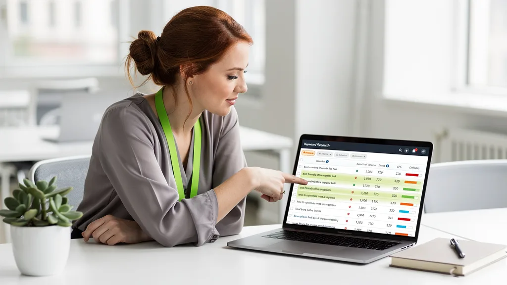 An SEO specialist using a keyword research tool to identify relevant topics for content creation.