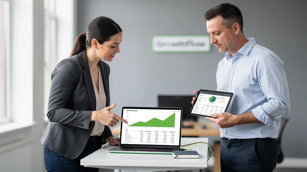 A SaaS company reviewing positive organic growth trends on a laptop.