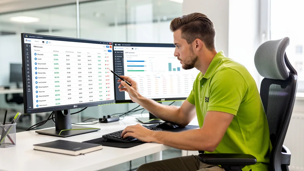 Click to manage / replace image An analyst comparing a domain