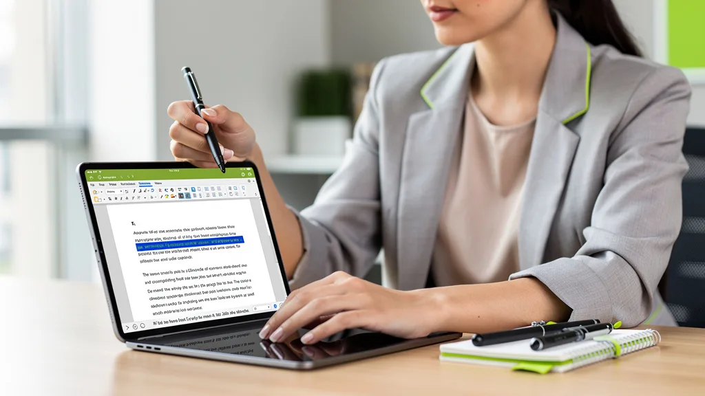 A user creating a contextual hyperlink within a paragraph on a tablet screen.