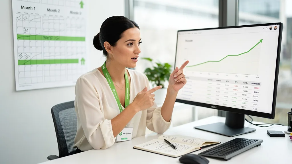A timeline showing that link building results can take several months to materialize.