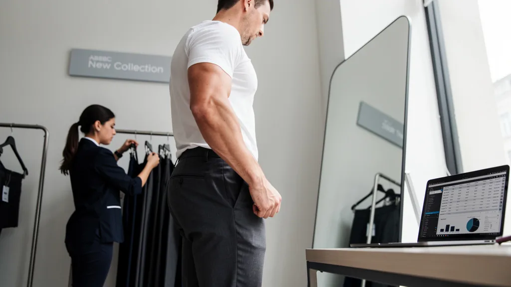 How to Choose the Best - A man with an athletic build finding a flattering fit for his trousers.