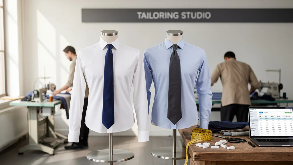 Click to manage / replace image Comparison of a traditional point collar and a modern spread collar on dress shirts.
