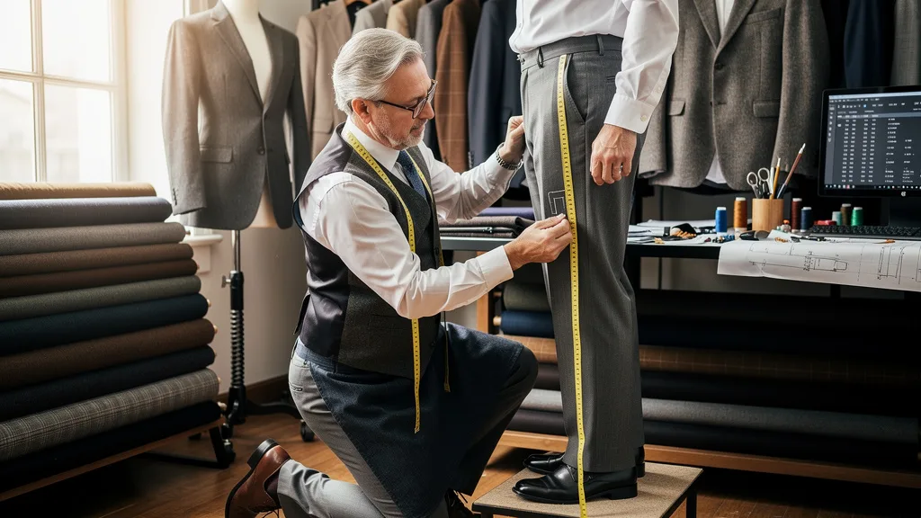 Click to manage / replace image Expert tailor measuring a client