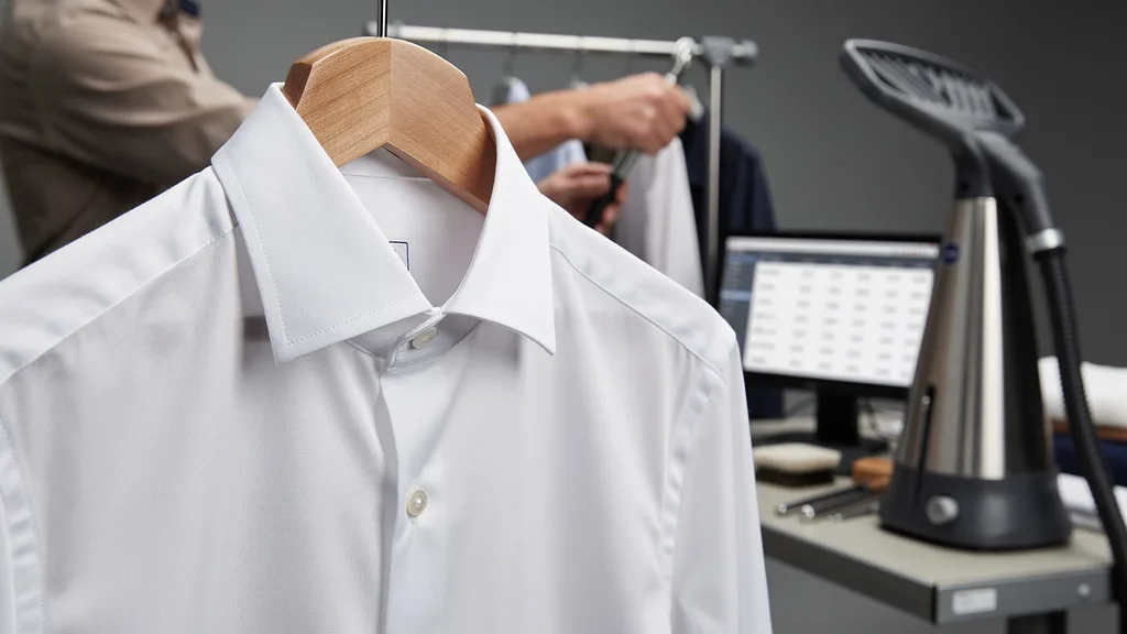 Click to manage / replace image A Beginner Guide to Premium Shirt Care close-up of collar and cuffs