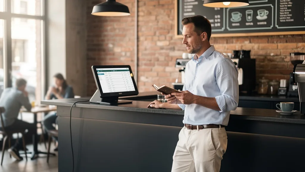 Click to manage / replace image Man wearing a stylish smart casual outfit with cream chinos and a blue button-down shirt.
