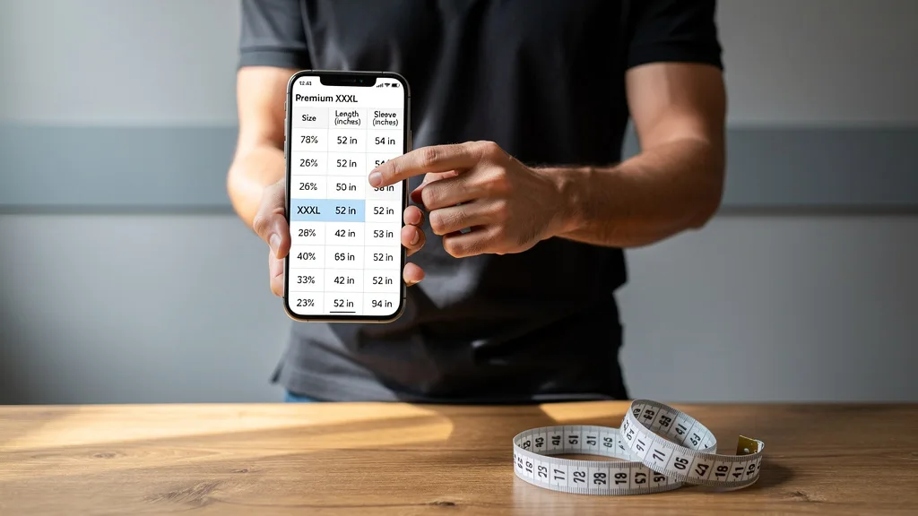Click to manage / replace image How to Measure Your Chest for a Premium XXXL Shirt: size chart on phone