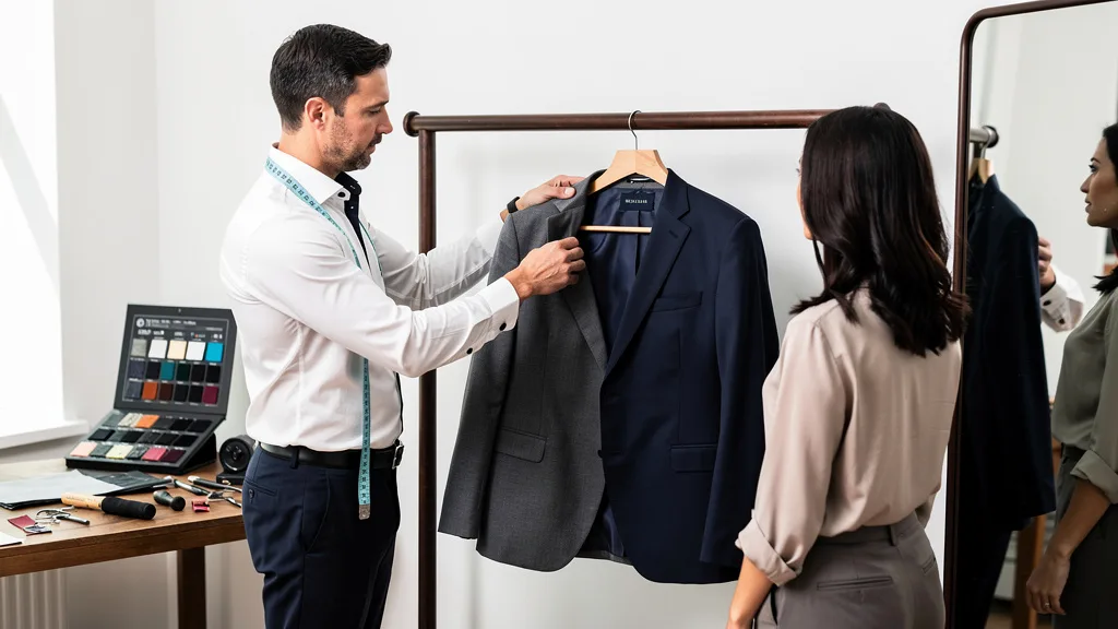 Click to manage / replace image A close-up of a textured Ralph Lauren blazer showing fabric and stitching detail.