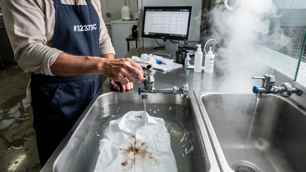 Click to manage / replace image A Beginner Guide to Premium Shirt Care checking water temperature