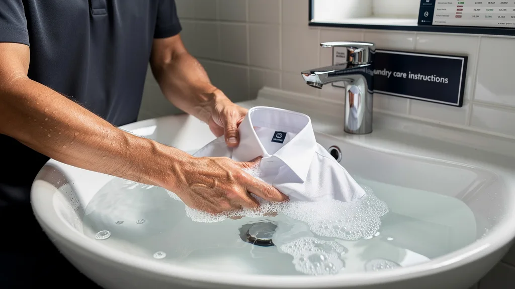 Click to manage / replace image A Beginner Guide to Premium Shirt Care hand washing a premium shirt