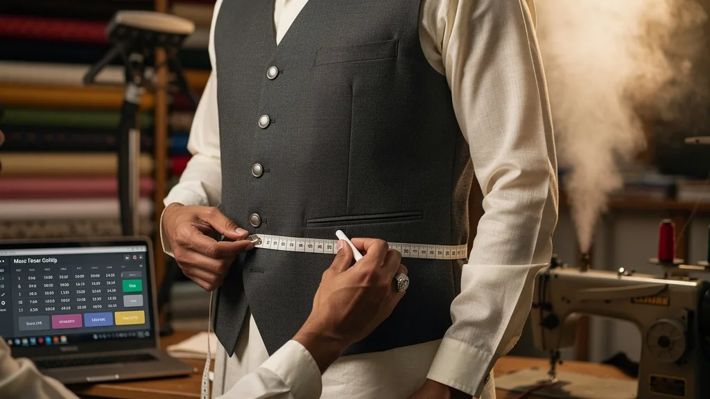 Click to manage / replace image Man in a trendy mint green kurta and ivory waistcoat at a festive gathering.