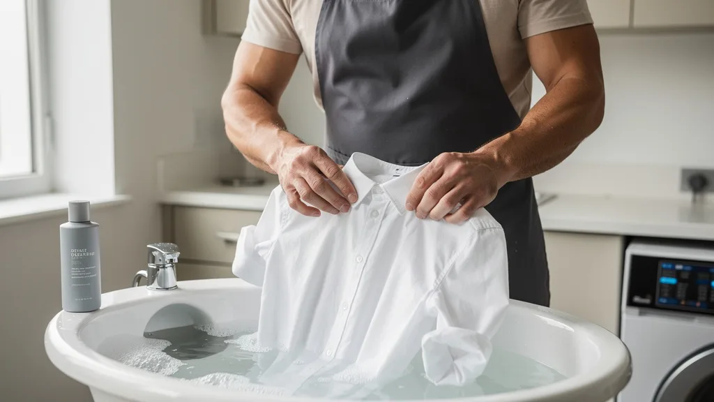 Hand washing a large shirt, an important part of care tips for premium shirts in big and tall sizes.