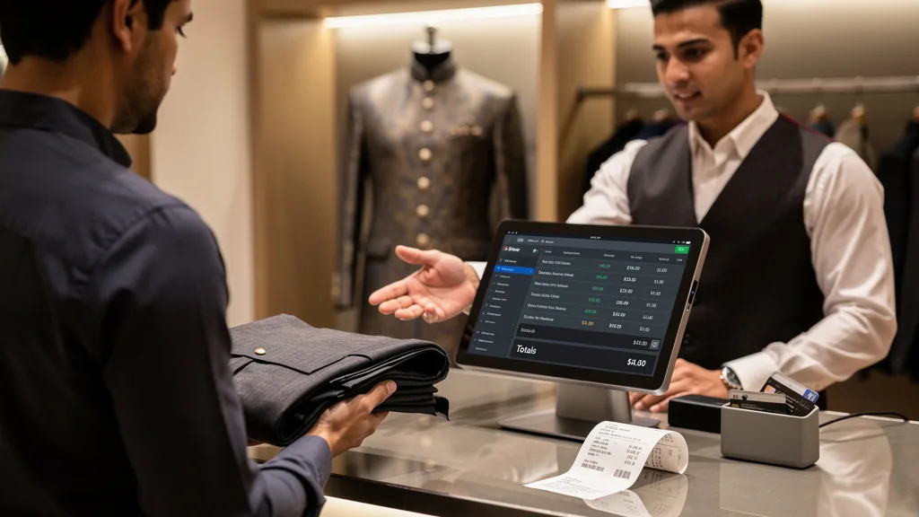 A customer purchasing a kurta set, considering the cost difference between a kurta and a sherwani.