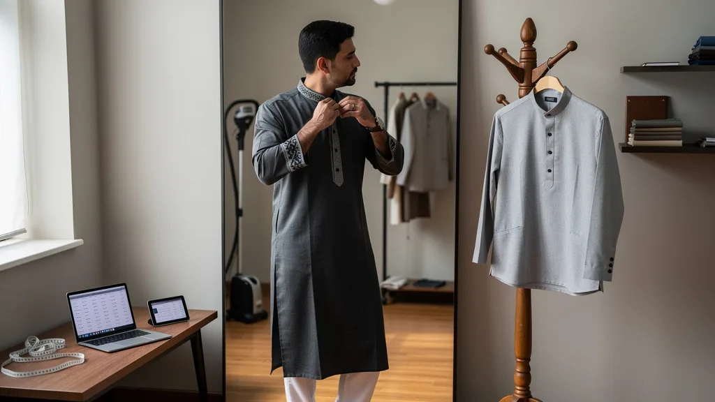 Click to manage / replace image Step 1: Selecting the Perfect Pathani Kurta
