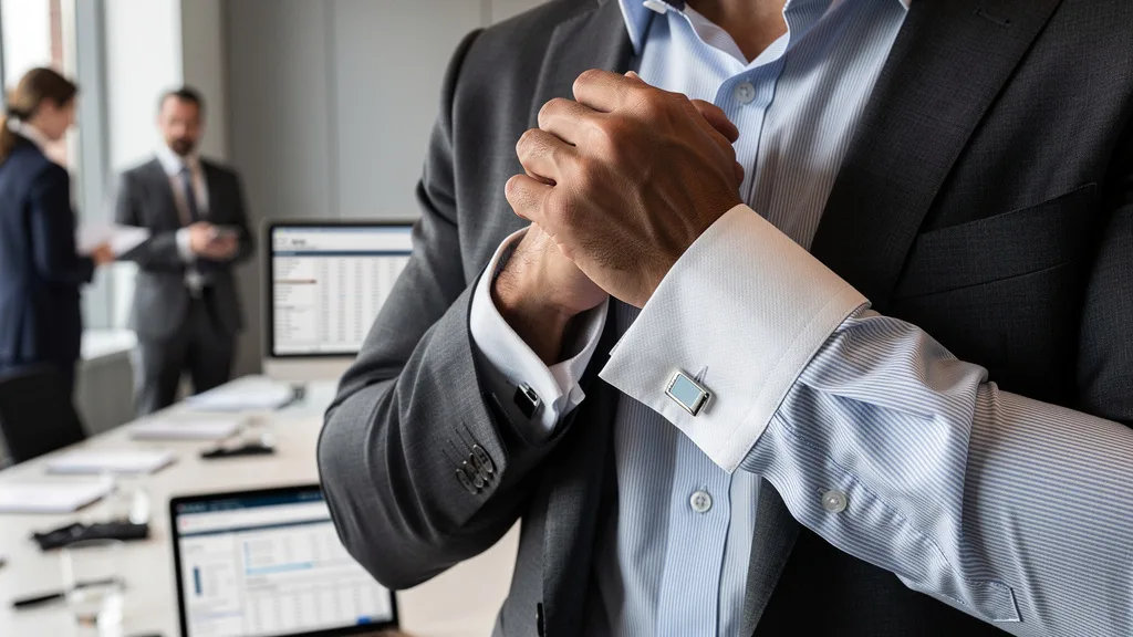 Close-up detail of the contrasting fabrics on a white collar dress shirt.