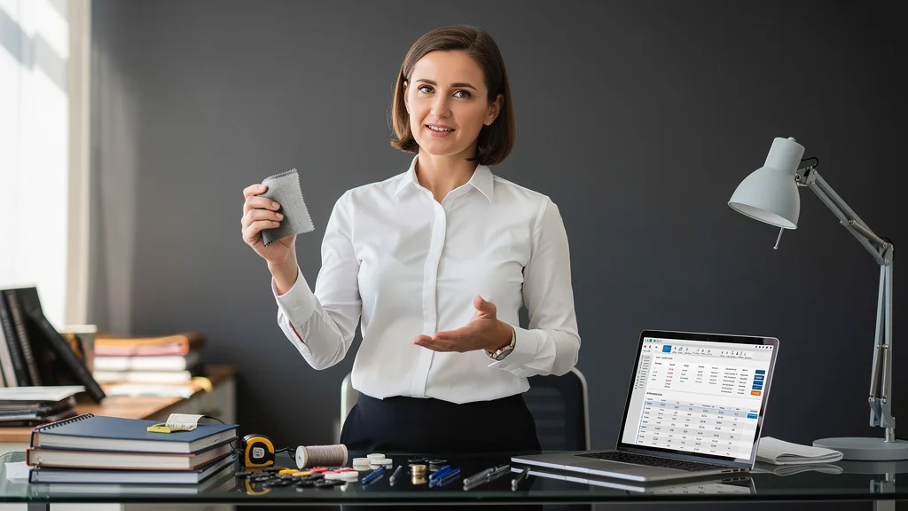 Click to manage / replace image A confident professional wearing a well-fitted premium white shirt in an office.