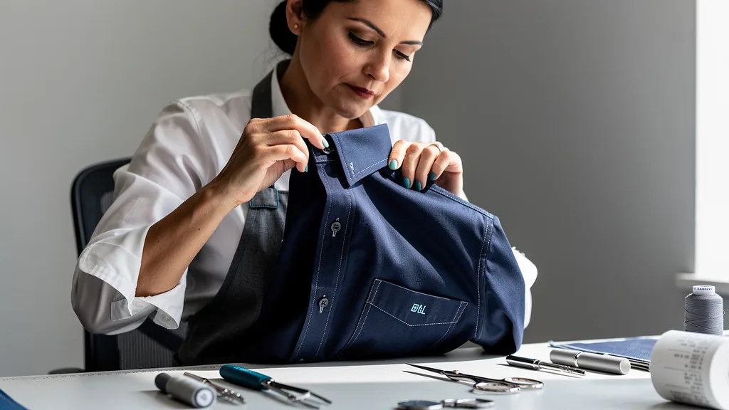 A close-up of a person inspecting the high stitch density on the seam of a quality shirt.