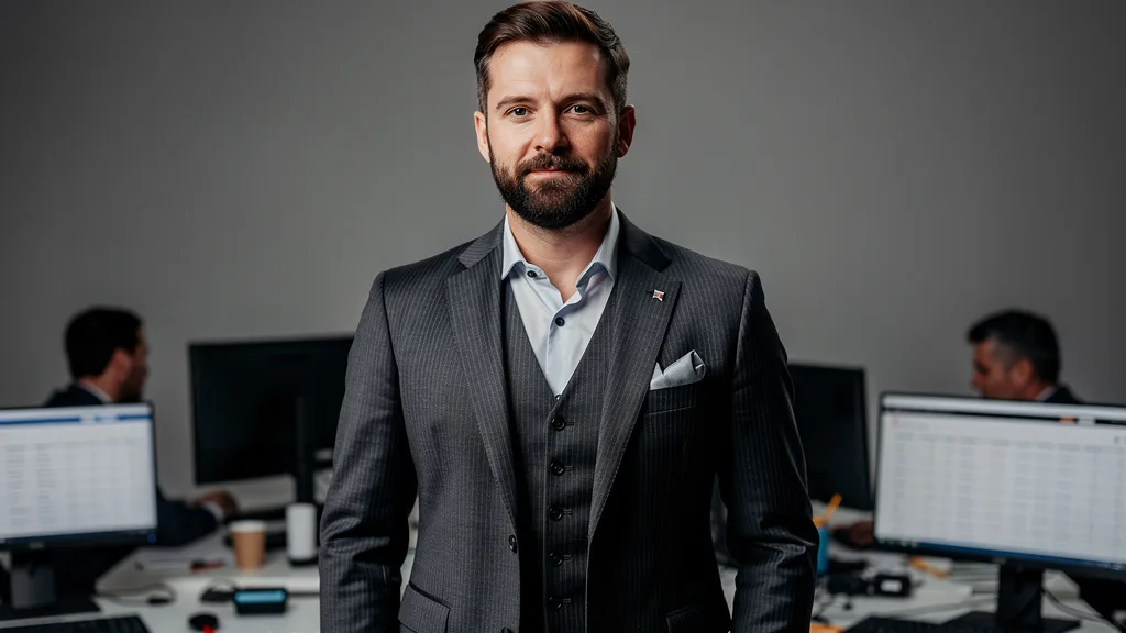 Example of common mistakes when wearing a three-piece suit like buttoning the bottom button.