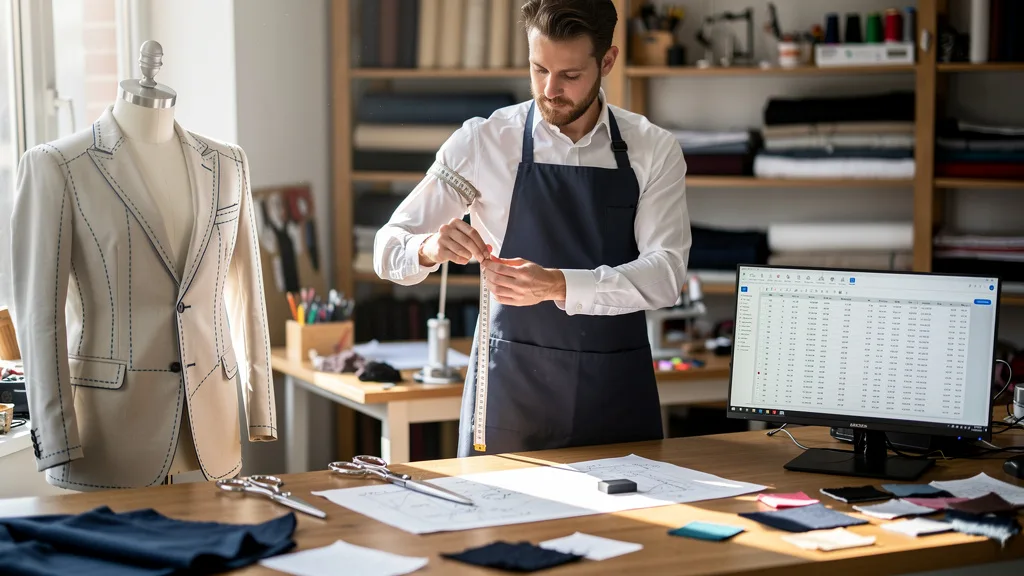 Click to manage / replace image A person taking their own sleeve measurement with a flexible measuring tape.