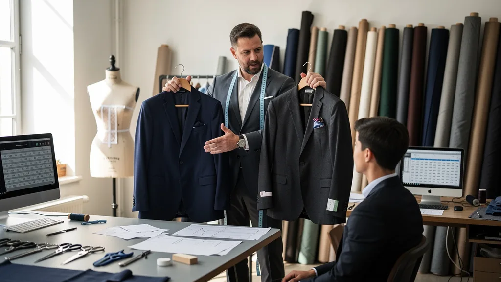 Click to manage / replace image A professional man in a well-fitted charcoal suit looking out over a city.
