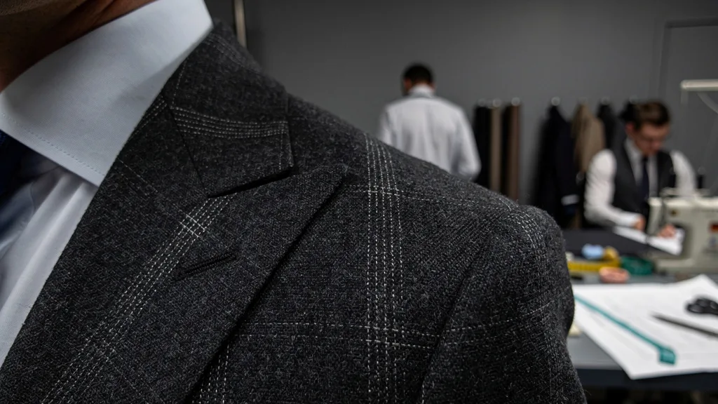 Close-up on the textured fabric of a man
