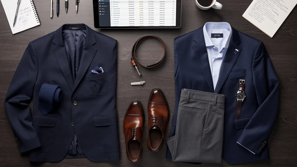 Click to manage / replace image Styling options for a blazer, showing key differences in pairing for a suit vs blazer.