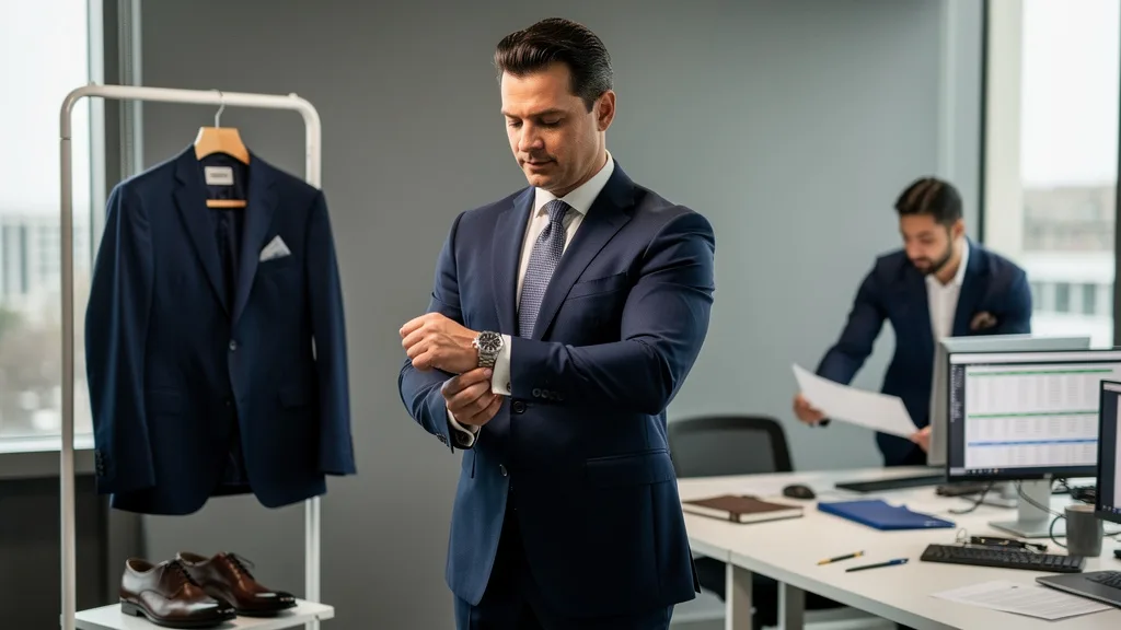 Click to manage / replace image The Foundation: Choosing the Right Navy Suit in 2026