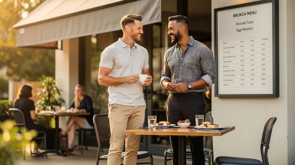 Men wearing a premium shirt and a polo at a social gathering.