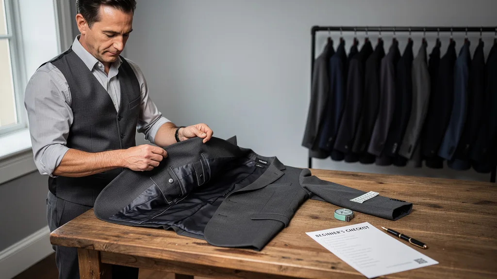 Click to manage / replace image A perfectly aligned suit collar resting against a shirt collar without any gaps.