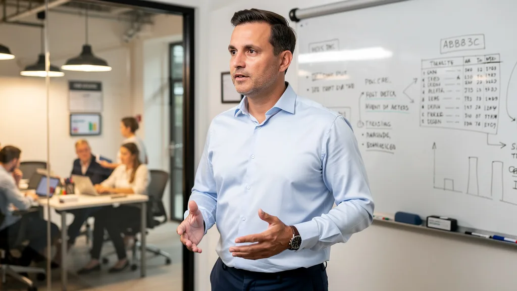 A man in a professional setting wearing a crisp twill dress shirt that remains unwrinkled.