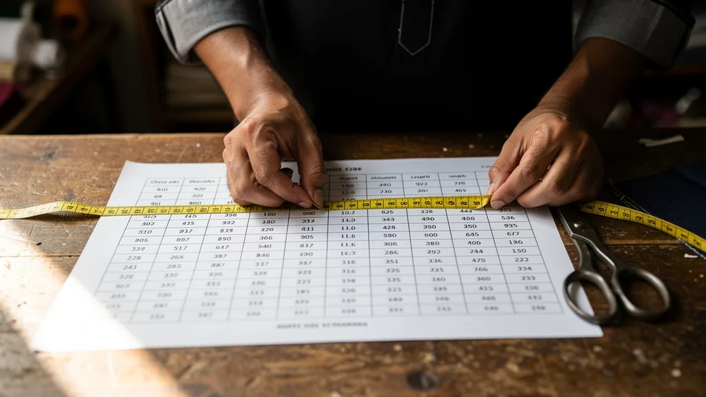 Click to manage / replace image Kurta size chart with points of measurement