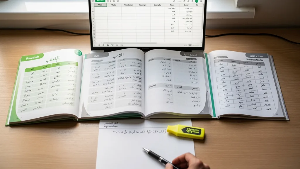 A comparison of the Fawakih, Bayna Yadayk, and Madinah Books curriculums for learning Arabic.