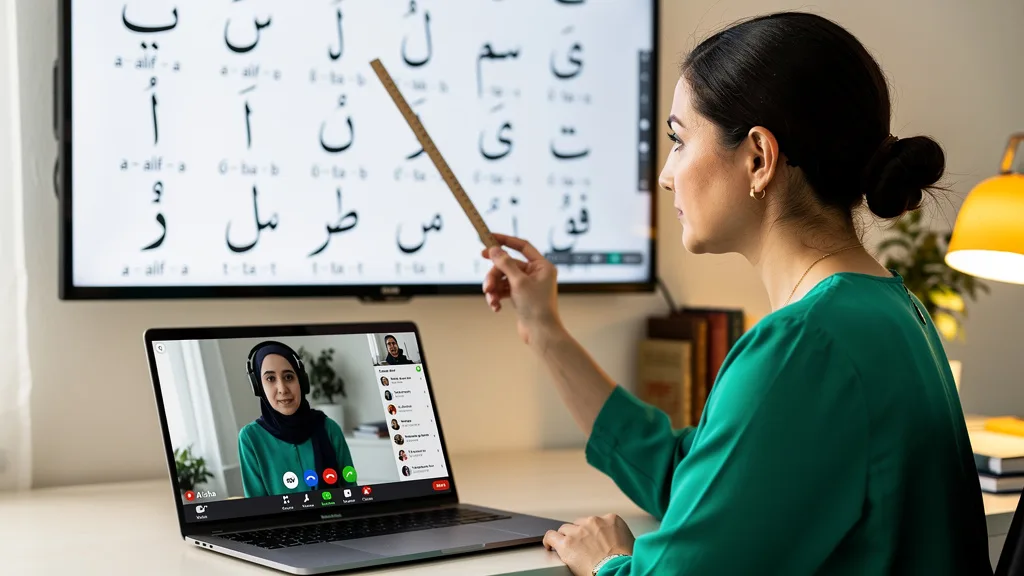 An online Quran class focusing on the Arabic alphabet and Tajweed rules.