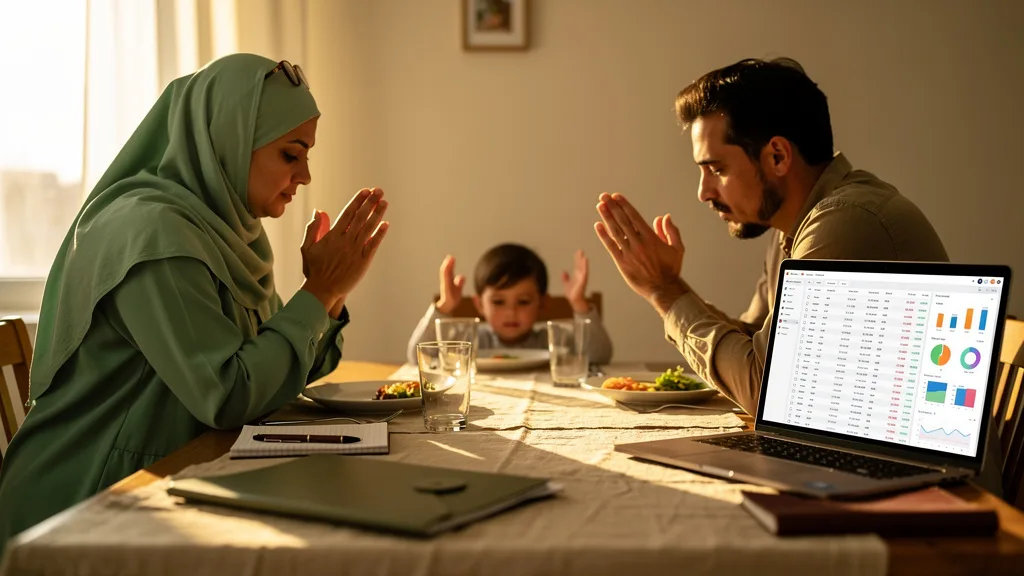 Click to manage / replace image A family recites the supplication before meals together, teaching their child the habit.