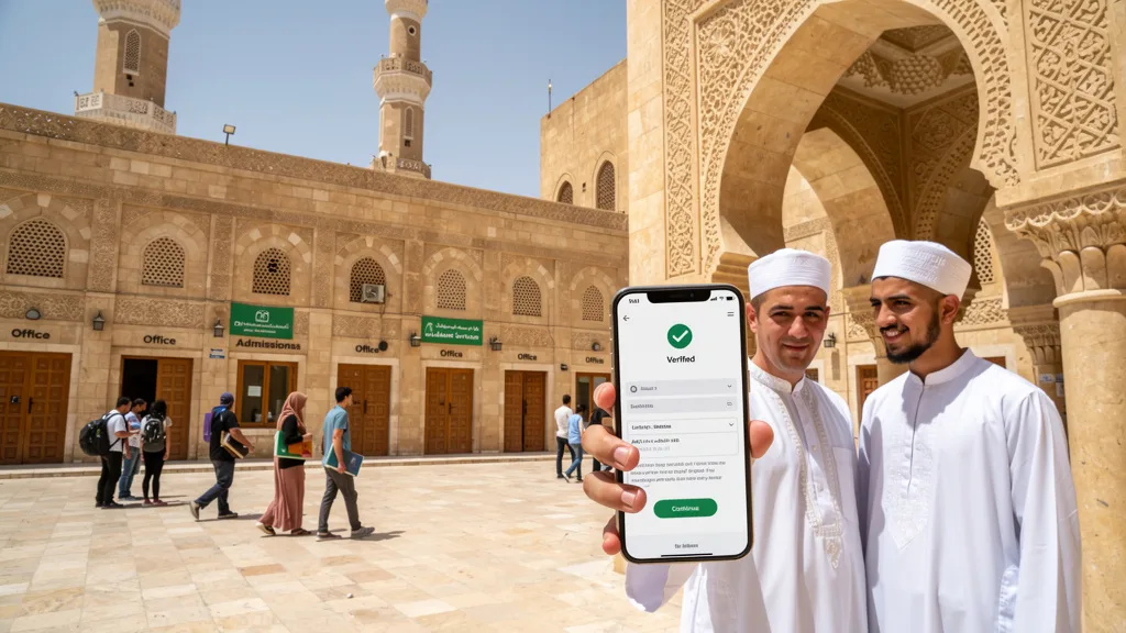 The historic courtyard of Al-Azhar University in Cairo, a center of Islamic learning.