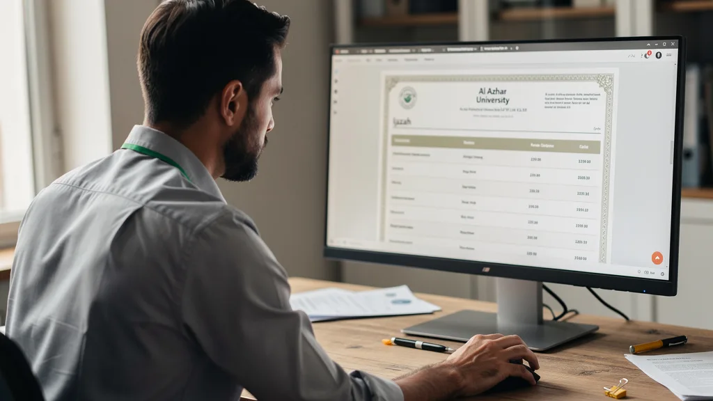 A person carefully verifies an Al Azhar University degree and Ijazah certificate online.