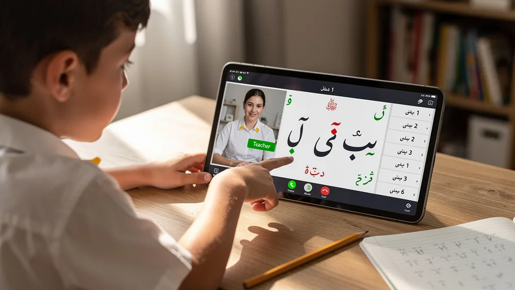A digital version of the Noorani Qaida used in an online class to teach foundational Arabic pronunciation.