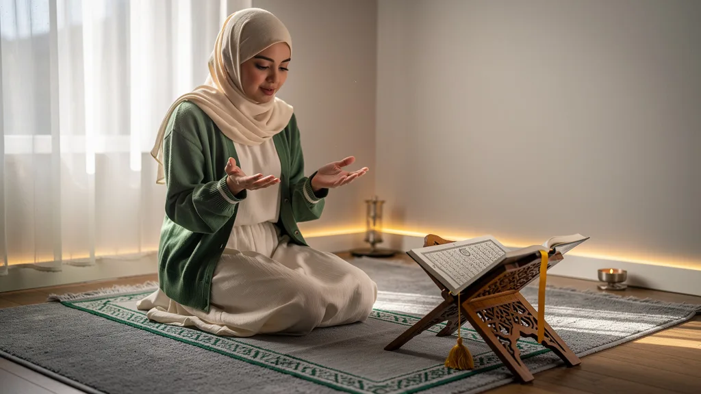 A woman making a heartfelt du