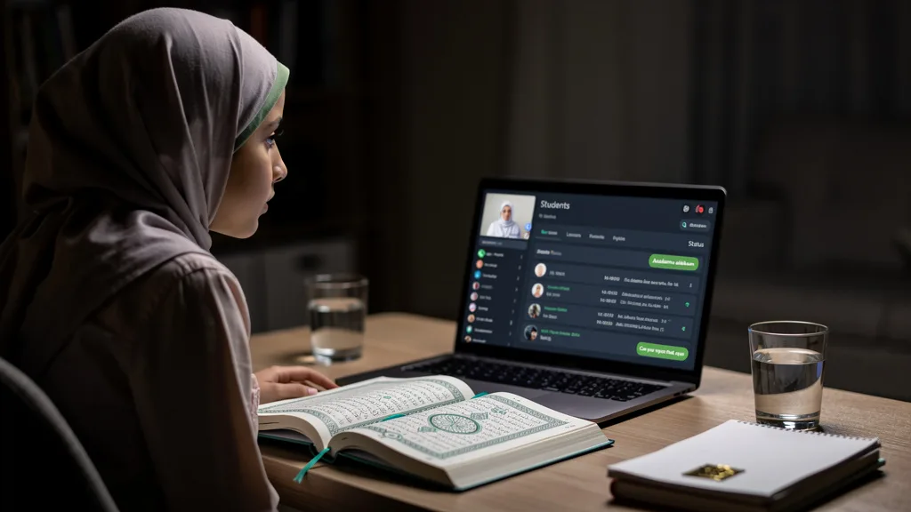 A Quran teacher offers reassurance to a student who feels overwhelmed.