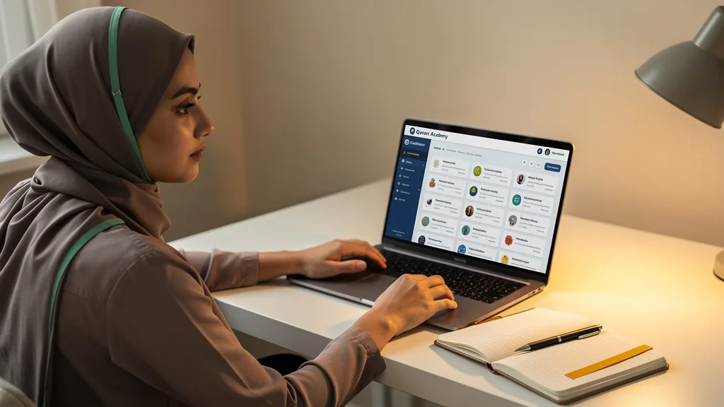 A potential student preparing to take a free trial Quran lesson to evaluate an online platform.