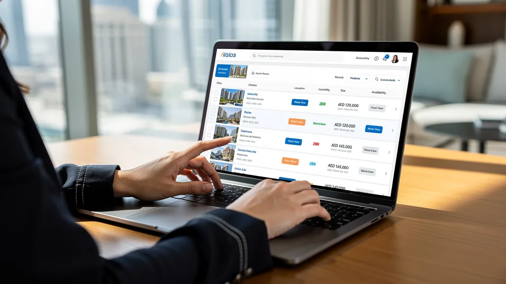 A user applying advanced filters on a property website to narrow down their search for an apartment in Dubai.