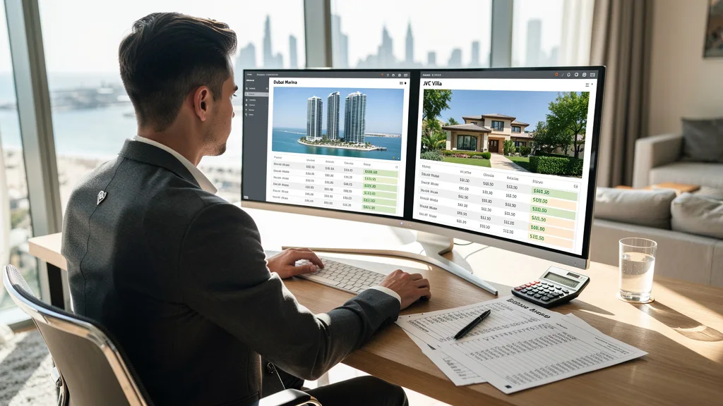 A prospective tenant comparing rental prices in different Dubai neighborhoods to find the best value.