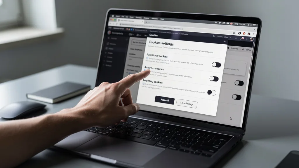 Click to manage / replace image A user adjusting cookie settings in their web browser to balance privacy and functionality.