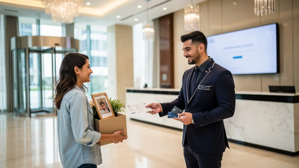 A new resident receiving a move-in permit for their Dubai apartment.