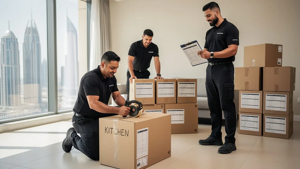 A box filled with donated items like books and clothing ready for charity in Dubai.