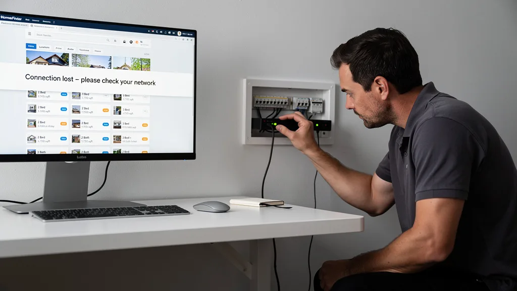 A person restarting their internet router by unplugging it to resolve a network issue.