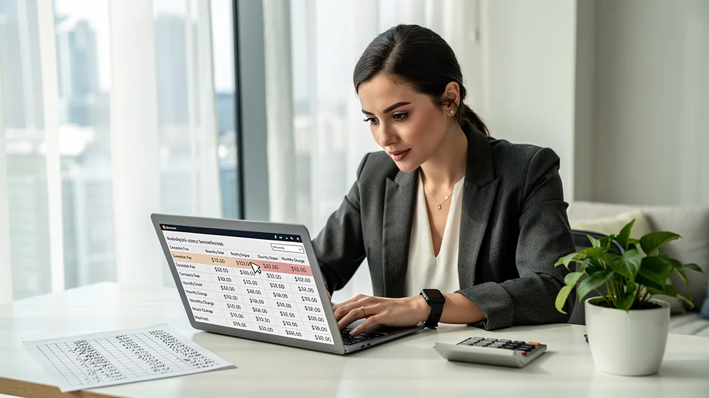 A person reviewing new utility connection fees online as part of their moving budget.